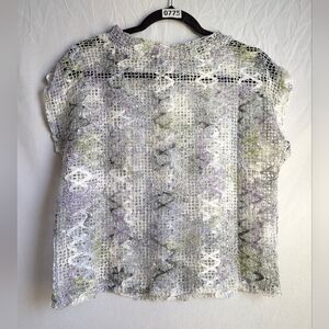 Vintage Japanese Textured Sheer Knit Top Lace Open Weave Small